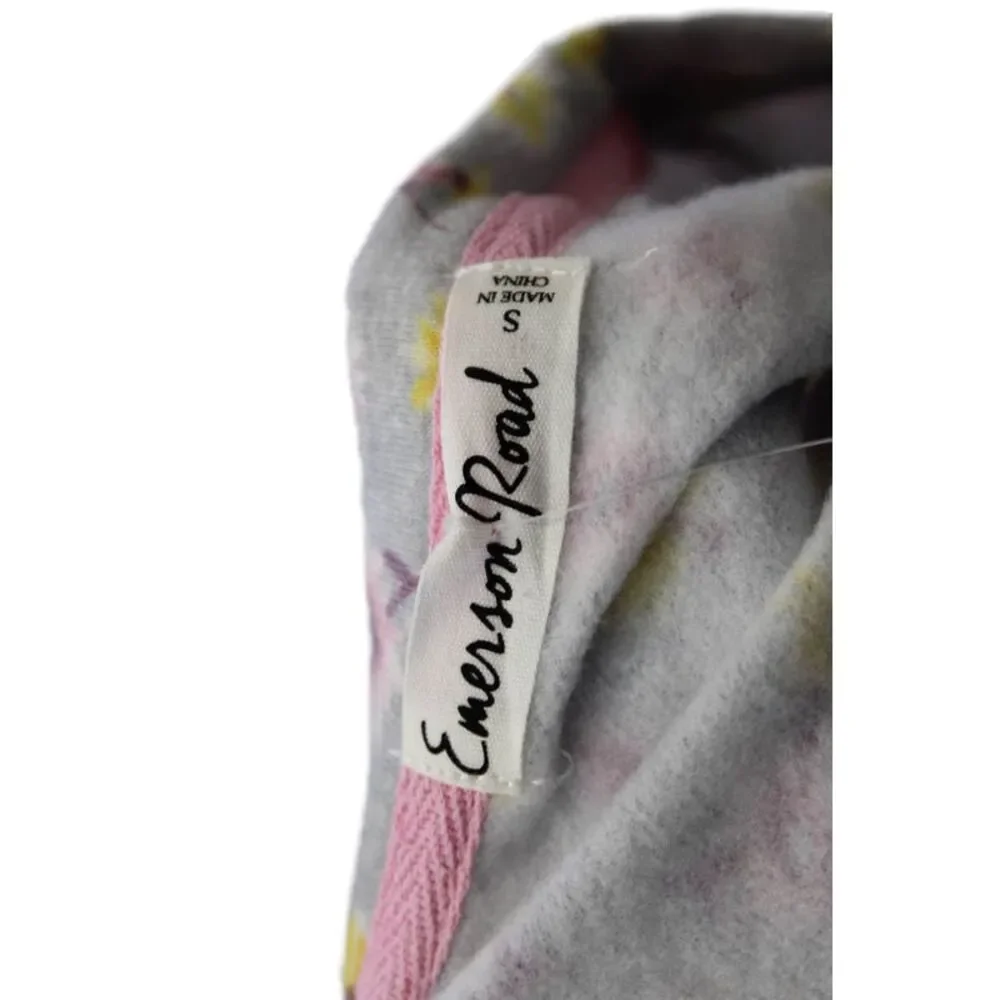 Emerson Road Womens Crew Neck Floral Pajama Shirt Shorts Set Gray Size Small